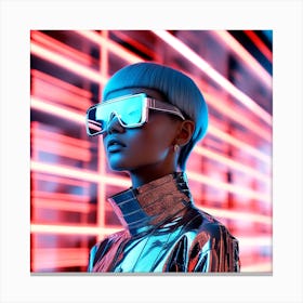 Futuristic Woman In Futuristic Outfit Canvas Print