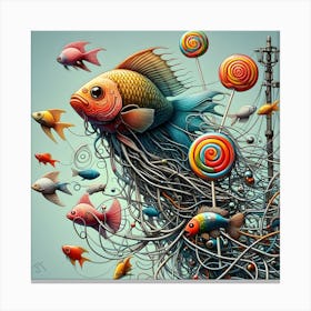 Floating Fish and Lollypops #9 Canvas Print