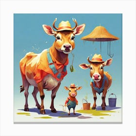 Cows In The Sun Canvas Print