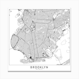 Brooklyn White Map 2 Square Canvas Print