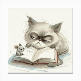 Grumpy Cat And Mouse Canvas Print