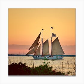 Sailboat At Sunset  Canvas Print