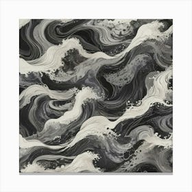 Black And White Waves 1 Canvas Print