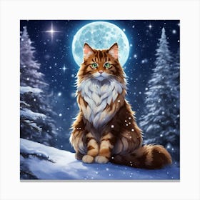 Cat In The Snow Canvas Print