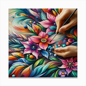 Colorful Flower Painting Canvas Print