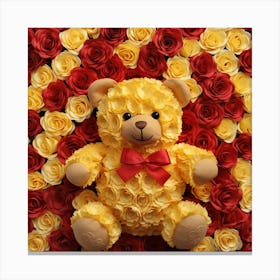 Teddy Bear With Roses 7 Canvas Print