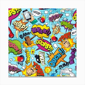 Comic Elements Colorful Seamless Pattern Canvas Print