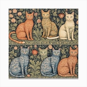 William Morris Inspired Cats Collection Canvas Print