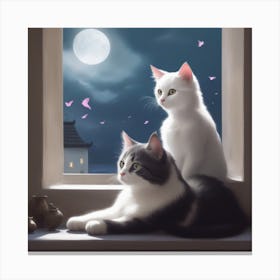 Two Cats In A Window Canvas Print