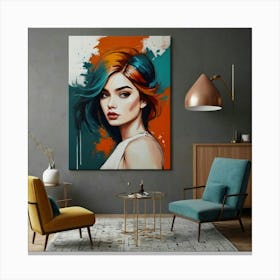 Woman With Colorful Hair Canvas Print