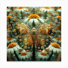 Butterfly On Daisies 6 Canvas Print