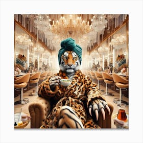 Tiger In A Salon Canvas Print