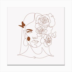 Girl Line Art Print Canvas Print