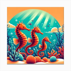 Seahorses Under The Sea Canvas Print