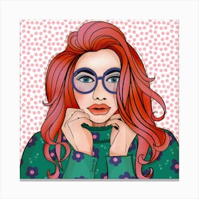 Girl With Glasses Canvas Print