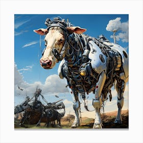 Surreal Cyborg Cows On A Farm Ai Art Depot 14 Canvas Print