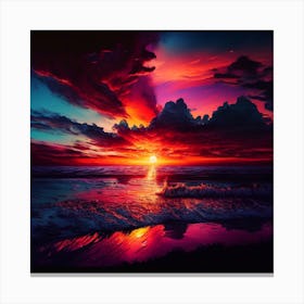 Sunset Over The Ocean 1 Canvas Print