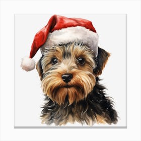 Yorkshire Terrier Christmas Hat 4 Canvas Print
