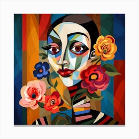 Abstract Woman With Flowers Canvas Print