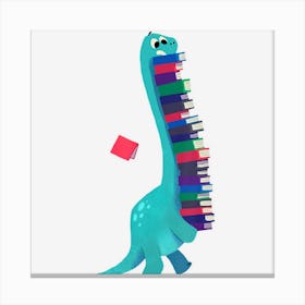 Cute Dinosaur Book Reading Canvas Print