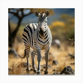 Zebra In The Savannah Canvas Print