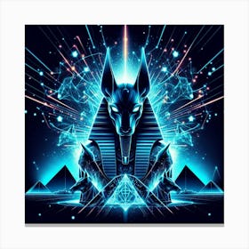 Neon Anubis, Egyptian 1 Canvas Print