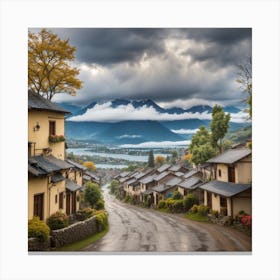 Isometric Fantasy The Beautiful Rural Village Overlooking The 0 Canvas Print