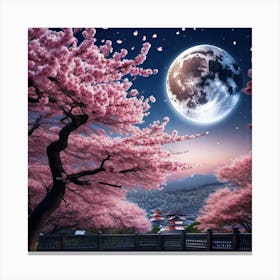 Cherry Blossoms At Night 2 Canvas Print