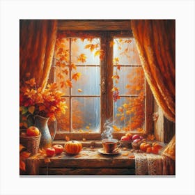 Autumn By The Window Canvas Print