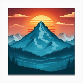 Mountain Landscape With Sunset A Towering Mountain Canvas Print