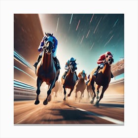 Horse Racing At Night 3 Canvas Print