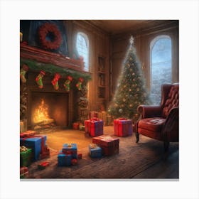 Christmas In The Living Room 40 Canvas Print