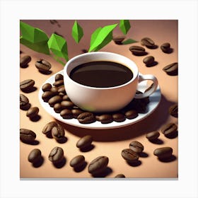 Coffee Cup With Coffee Beans 6 Canvas Print