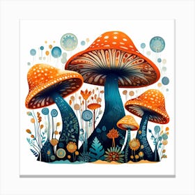 Mushrooms And Flowers 6 Canvas Print