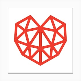 Heart Geometric Abstract Minimalist Simple Red Canvas Print