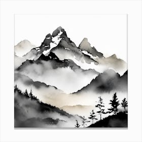 Firefly An Illustration Of A Beautiful Majestic Cinematic Tranquil Mountain Landscape In Neutral Col (15) Canvas Print