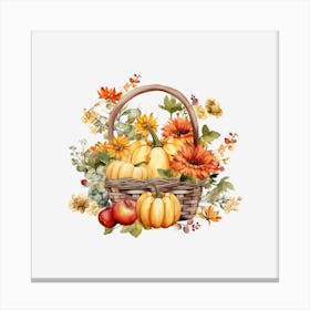 Autumn Flowers In A Basket 1 Canvas Print