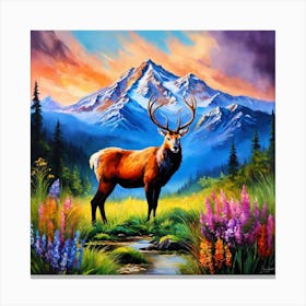 Elk In The Mountains Canvas Print