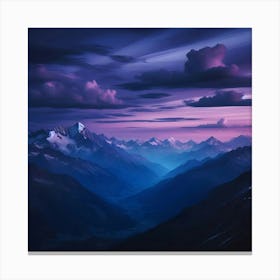 Mountain Landscape Panorama At Dusk with Valley Canvas Print