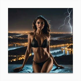 Lightning At Nightydg Canvas Print