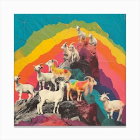 Mountain Goat Rainbow Collage 2 Canvas Print