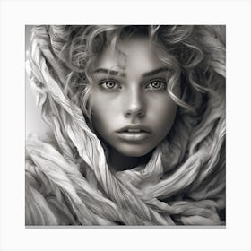 Portrait Of A Woman In A Scarf Canvas Print