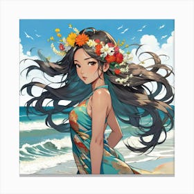 Flower Girl At The Beach 1 1 Canvas Print