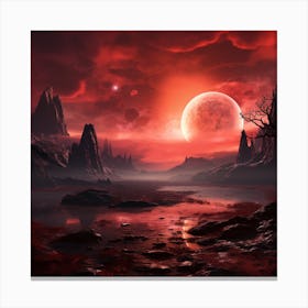 An Alien Planet With Red Sky 3:7 Canvas Print