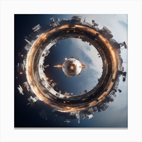 The Whole Earth Has Been Transformed Into A Metalica Space Station, Show The Earth View From The Moon As If You Are Watching Earth From The Moon And Taking Photography (6) Canvas Print