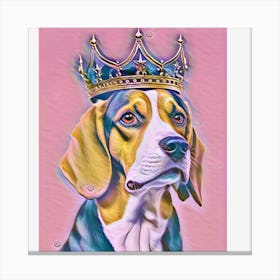 Beagle Dog With Crown Canvas Print