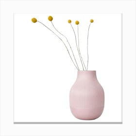 Pink Vase With Yellow Flowers Canvas Print