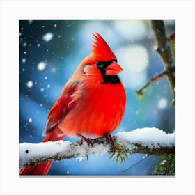 Firefly Vibrant Cardinal In Serene Snowy Winter Day 93371 (2) Canvas Print