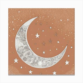 Moon and Stars Print Art Canvas Print