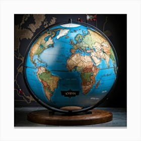 Globe Showcasing Detailed European Geography Countries Delineated By Bold Black Borders Italy High (2) Canvas Print